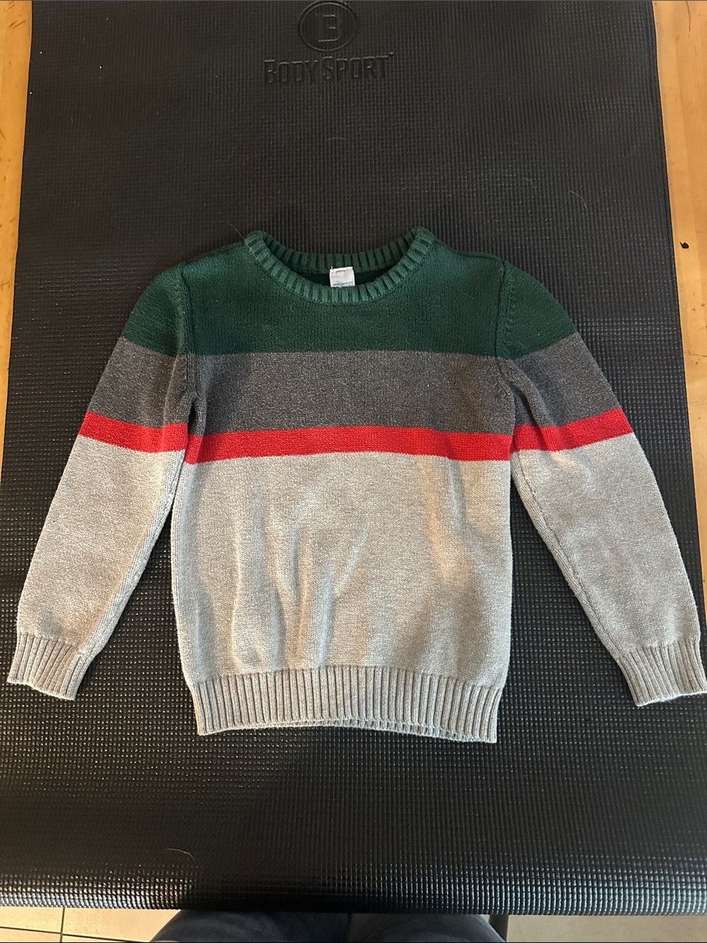Carter's Green, Gray & Red Striped Crewneck Sweater